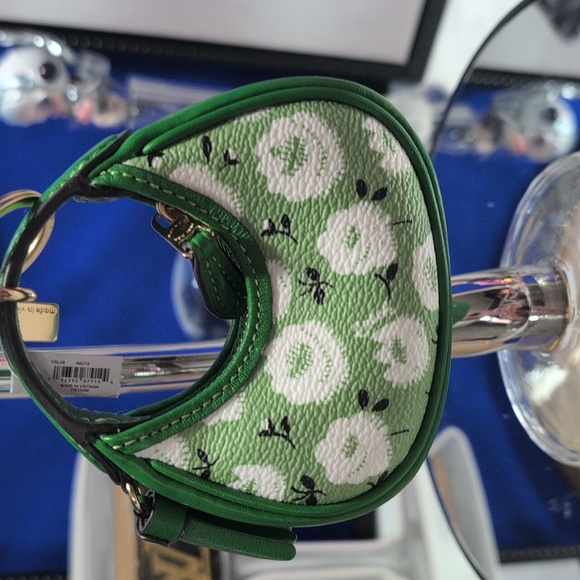 Coach Mini Carmen Bag Charm Keyring With Kelly Green Floral Print -NEW! - Picture 7 of 11
